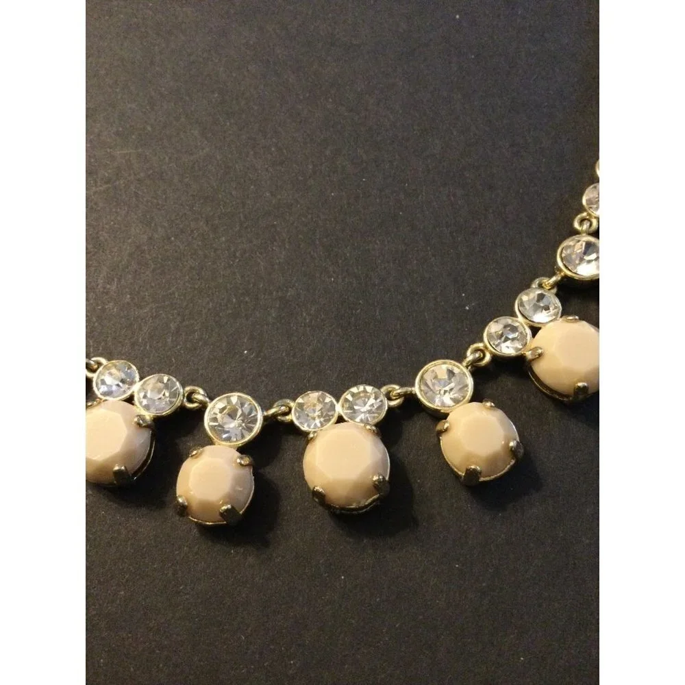 J. Crew Women's Multi Stone Drop Necklace Rhinestone Gold Tone Chain Adjustable